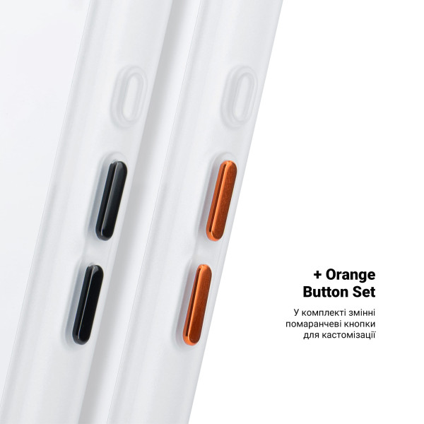 Фото - Чохол для смартфону Armorstandart Unit MagCase for Apple iPhone 17 Matte Clear Silver + Orange Button Set (ARM90581)