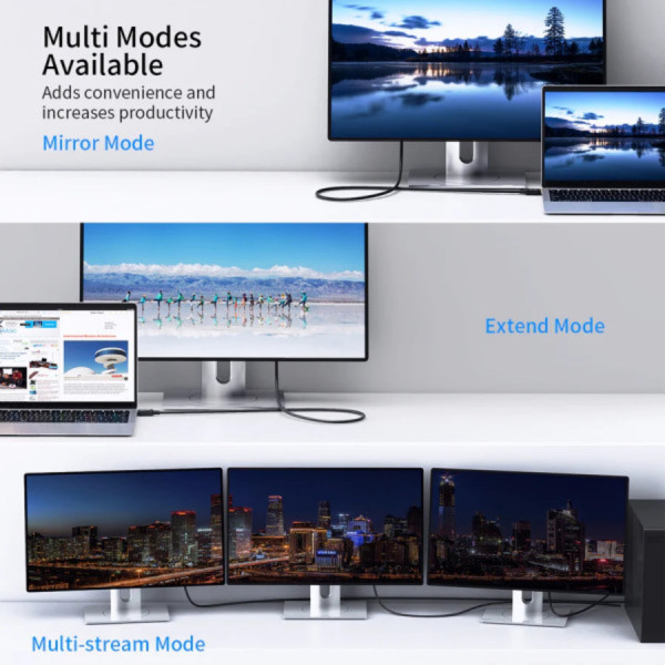 Фото - Кабель Choetech DisplayPort M - M 2.0 м V1.4 8K 60Hz (XDD01-V1-BK)