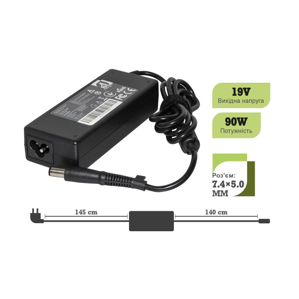 Фото - Зарядний пристрій для ноутбука 1stCharger HP 90W 19V 4.74A 7.4x5.0 силовий кабель (AC1STHP90WC2)