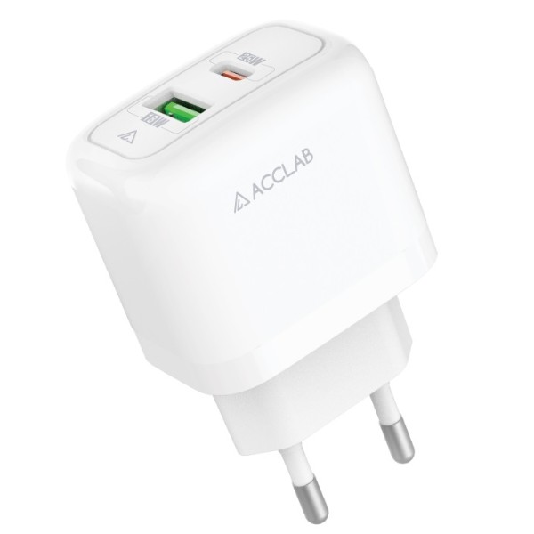 Фото - Сетевое зарядное устройство ACCLAB 25W USB-C PD+USB-A QC3.0 White (AL-TC252)