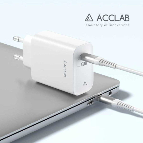 Фото - Мережевий зарядний пристрій ACCLAB 45W USB-C QC4.0 White (AL-TC451)