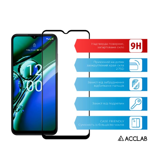 Фото - Защитное стекло для смартфона ACCLAB 9H for HMD ARC Black (1283126624049)