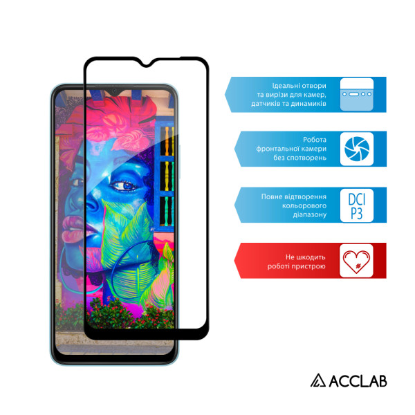 Фото - Защитное стекло для смартфона ACCLAB 9H for Oppo A18 / A15 / A16 / A17 / A17k / A38 4G / A55 5G / A57 / A58 5G / A77  Black (1283126583131)