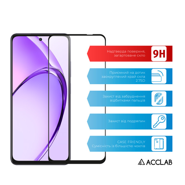 Фото - Защитное стекло для смартфона ACCLAB 9H for Oppo A3 4G / A3x 5G / A80 Black (1283126612787)
