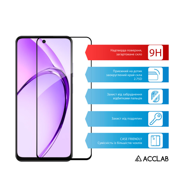 Фото - Защитное стекло для смартфона ACCLAB 9H for Oppo A3 5G Black (1283126598876)
