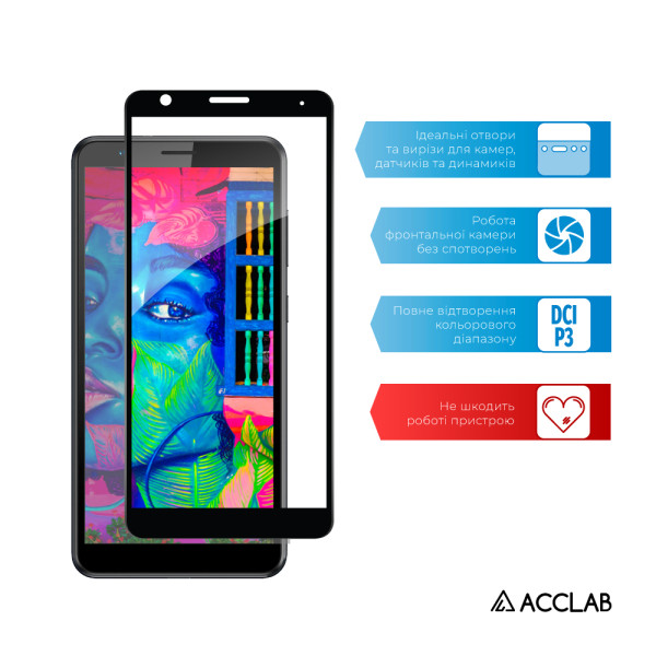 Фото - Защитное стекло для смартфона ACCLAB 9H for ZTE Blade A31 Plus Black (1283126523083)