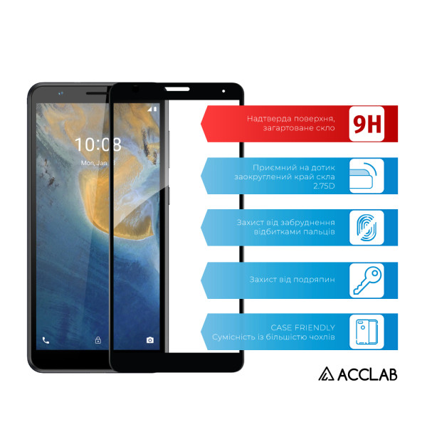 Фото - Защитное стекло для смартфона ACCLAB 9H for ZTE Blade A31 Plus Black (1283126523083)
