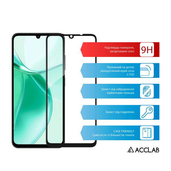 Фото - Защитное стекло для смартфона ACCLAB 9H for ZTE Blade A35 / A55 / A36 / A56 Black (1283126598845)
