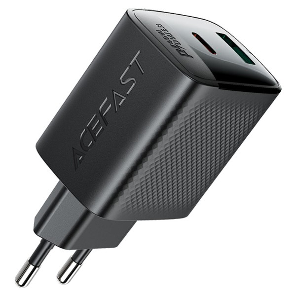 Фото - Сетевое зарядное устройство AceFast 2xUSB 45W (USB-C+USB-A) Gan A106 Black (6974316284031)