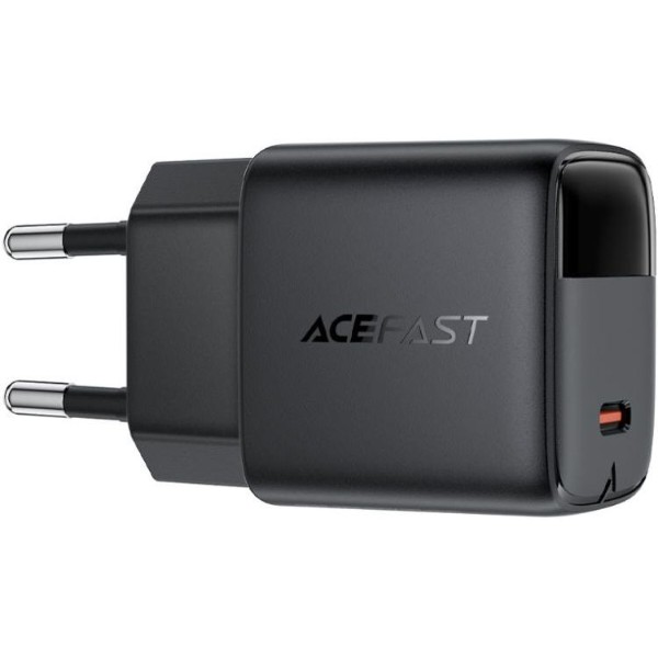 Фото - Сетевое зарядное устройство AceFast 1xUSB-С 30W with digital display Gan A115 Black (6974316284444)