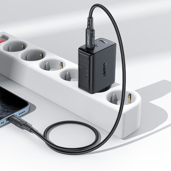 Фото - Мережевий зарядний пристрій AceFast 2xUSB 50W (USB-C+USB-C) Gan A29 Fast Charger Black (6974316281443)