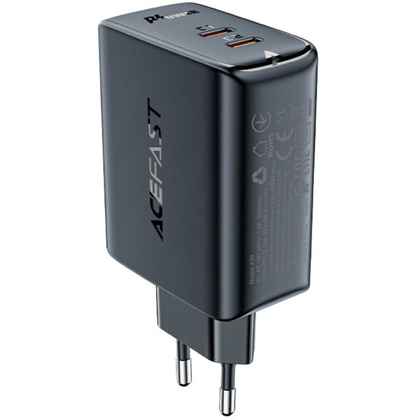 Фото - Мережевий зарядний пристрій AceFast 2xUSB 50W (USB-C+USB-C) Gan A29 Fast Charger Black (6974316281443)