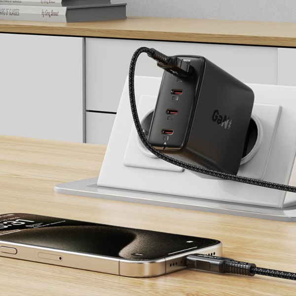 Фото - Мережевий зарядний пристрій AceFast 4xUSB 100W (3xUSB-C+USB-A) Gan A94 Fast Charger Black (6974316283133)