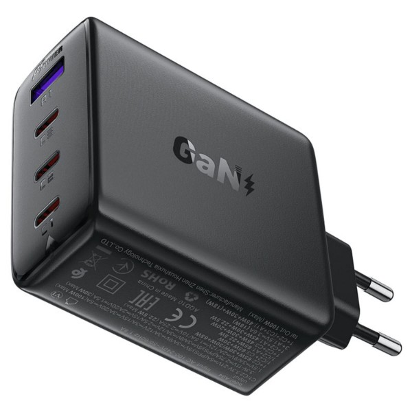 Фото - Мережевий зарядний пристрій AceFast 4xUSB 100W (3xUSB-C+USB-A) Gan A94 Fast Charger Black (6974316283133)