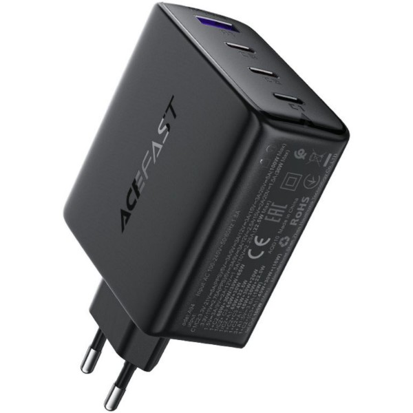 Фото - Мережевий зарядний пристрій AceFast 4xUSB 100W (3xUSB-C+USB-A) Gan A94 Fast Charger Black (6974316283133)