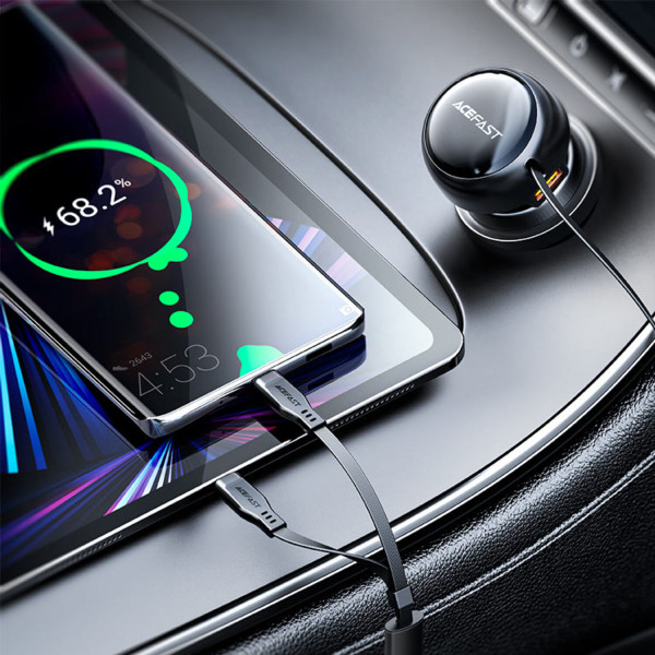Фото - Автомобільний зарядний пристрій AceFast 3xUSB 53W (2xUSB-C+USB-A) + cable USB-C 2in1 B13 (6974316282921)