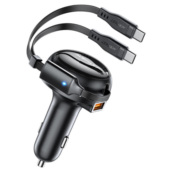Фото - Автомобільний зарядний пристрій AceFast 3xUSB 53W (2xUSB-C+USB-A) + cable USB-C 2in1 B13 (6974316282921)