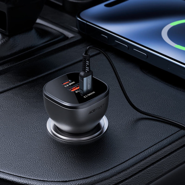 Фото - Автомобільний зарядний пристрій AceFast 3xUSB 165W (2xUSB-C + USB-A) B14 (6974316282938)