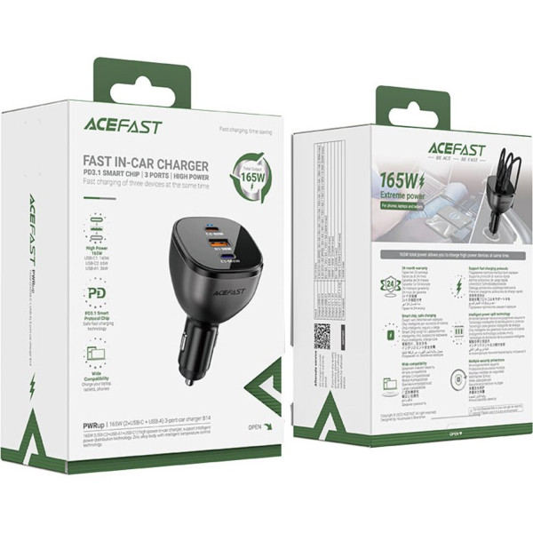 Фото - Автомобільний зарядний пристрій AceFast 3xUSB 165W (2xUSB-C + USB-A) B14 (6974316282938)