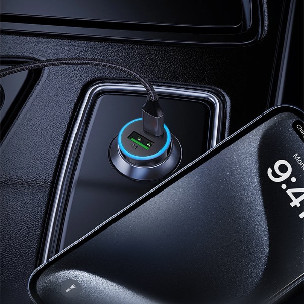 Фото - Автомобільний зарядний пристрій AceFast B15 65W USB-A+USB-C (6974316284963)