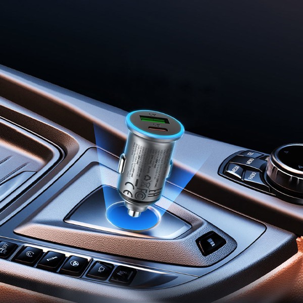 Фото - Автомобільний зарядний пристрій AceFast B15 65W USB-A+USB-C (6974316284963)