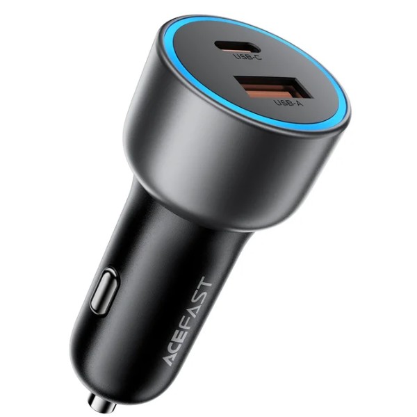 Фото - Автомобильное зарядное устройство AceFast B21 75W(USB-C+USB-A)car charger Metal Gray (6974316286684)