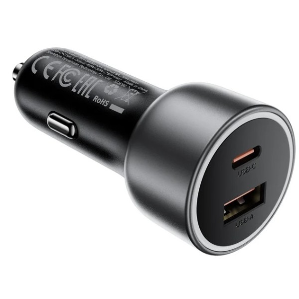 Фото - Автомобильное зарядное устройство AceFast B21 75W(USB-C+USB-A)car charger Metal Gray (6974316286684)