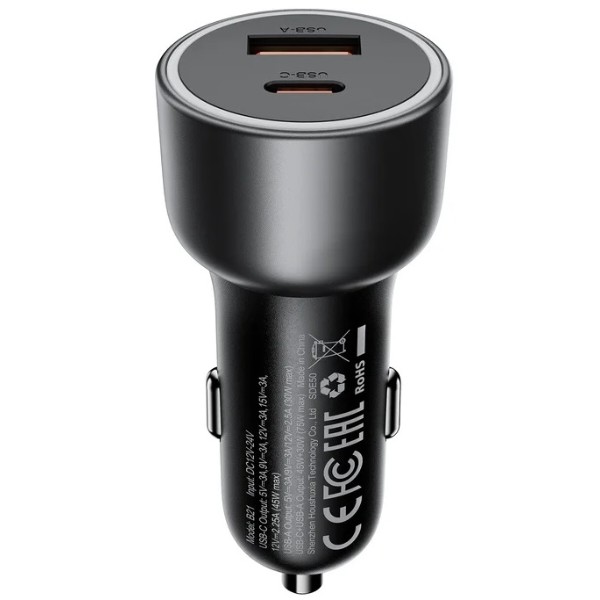 Фото - Автомобильное зарядное устройство AceFast B21 75W(USB-C+USB-A)car charger Metal Gray (6974316286684) Фото - Автомобильное зарядное устройство AceFast B21 75W(USB-C+USB-A)car charger Metal Gray (6974316286684)
