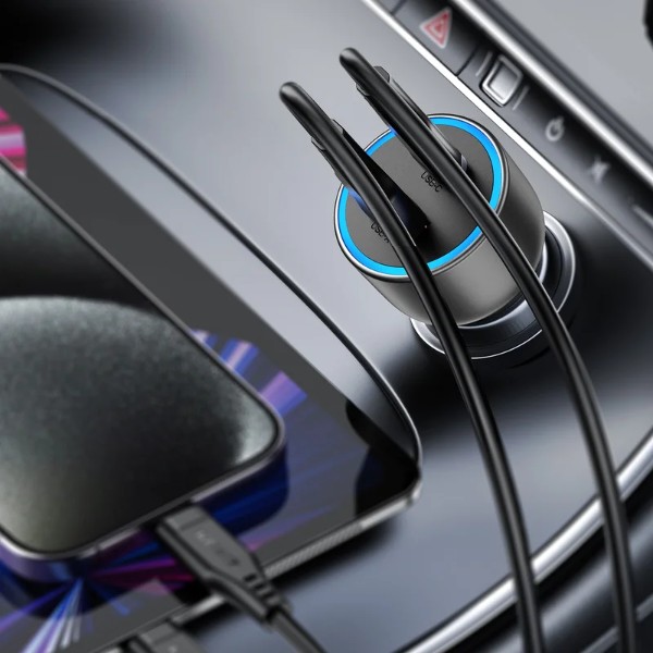 Фото - Автомобильное зарядное устройство AceFast B21 75W(USB-C+USB-A)car charger Metal Gray (6974316286684)