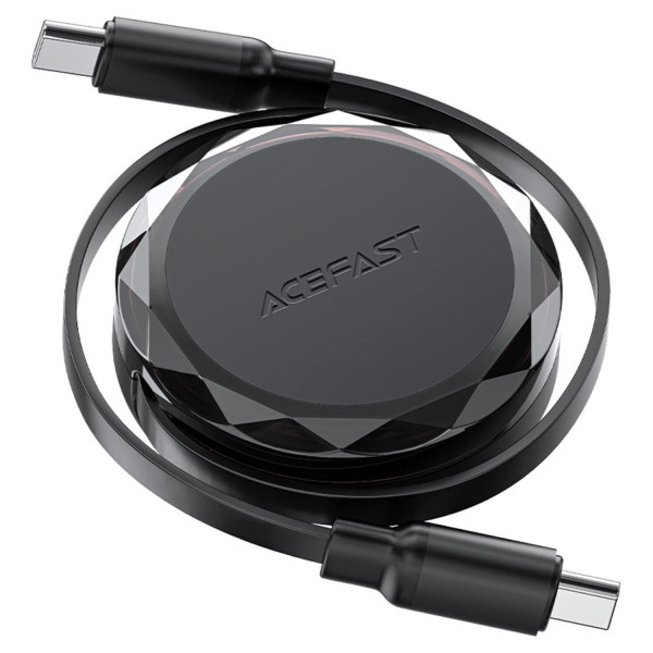 Фото - Кабель синхронизации данных AceFast USB 2.0 USB-C to USB-C, 0.8 м, 60W, 3.0A, dual retraction Black, C13-03 (6974316280132)