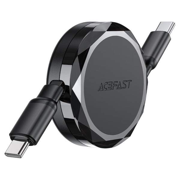 Фото - Кабель синхронизации данных AceFast USB 2.0 USB-C to USB-C, 0.8 м, 60W, 3.0A, dual retraction Black, C13-03 (6974316280132)