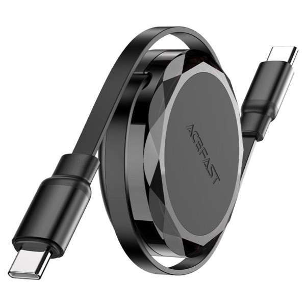 Фото - Кабель синхронизации данных AceFast USB 2.0 USB-C to USB-C, 0.8 м, 60W, 3.0A, dual retraction Black, C13-03 (6974316280132)