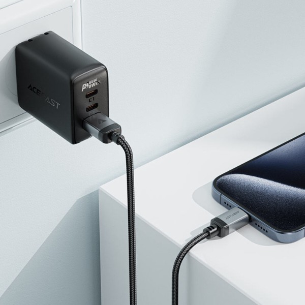 Фото - Кабель AceFast USB 2.0 AM-Type-C M, 1.2 м, 3.0A, aluminum alloy Black, C20-04 (6974316283782)