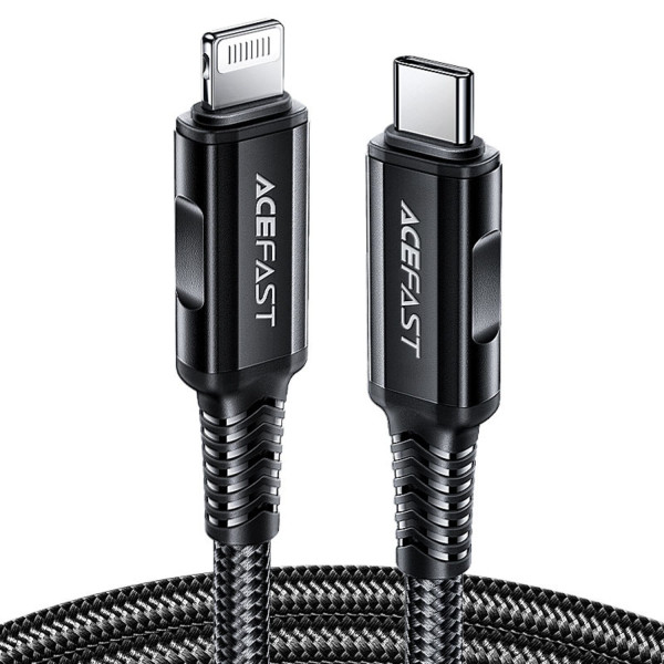 Фото - Кабель AceFast C4-01 Type-C to iP 3A, 30W, 1.8m, nylon, zinc connectors, Black (6974316281306)