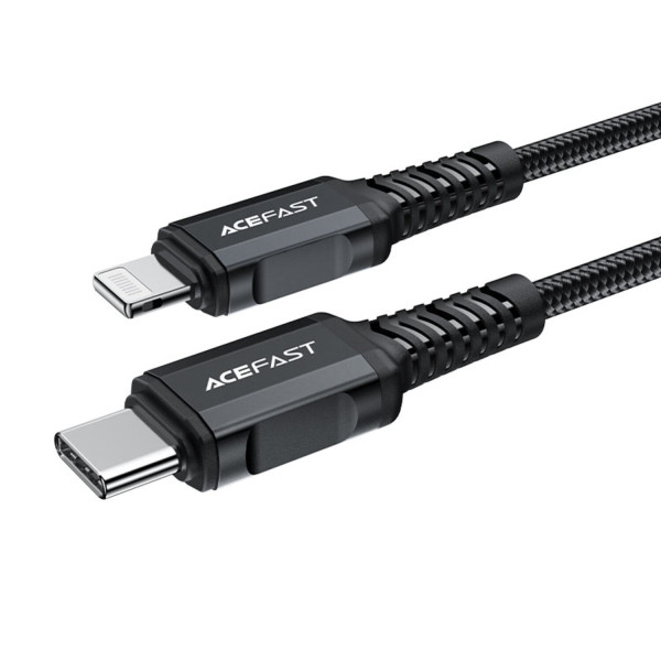 Фото - Кабель AceFast C4-01 Type-C to iP 3A, 30W, 1.8m, nylon, zinc connectors, Black (6974316281306)