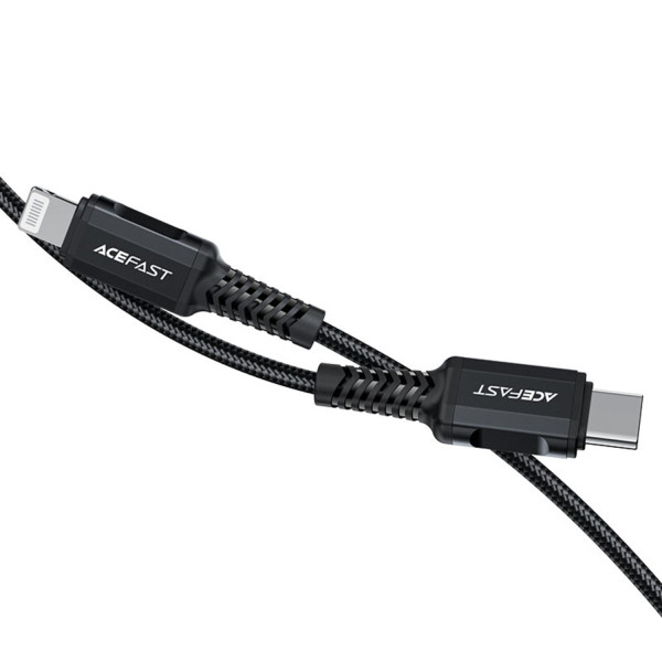 Фото - Кабель AceFast C4-01 Type-C to iP 3A, 30W, 1.8m, nylon, zinc connectors, Black (6974316281306)