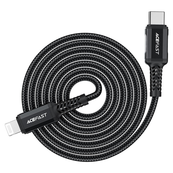 Фото - Кабель AceFast C4-01 Type-C to iP 3A, 30W, 1.8m, nylon, zinc connectors, Black (6974316281306)
