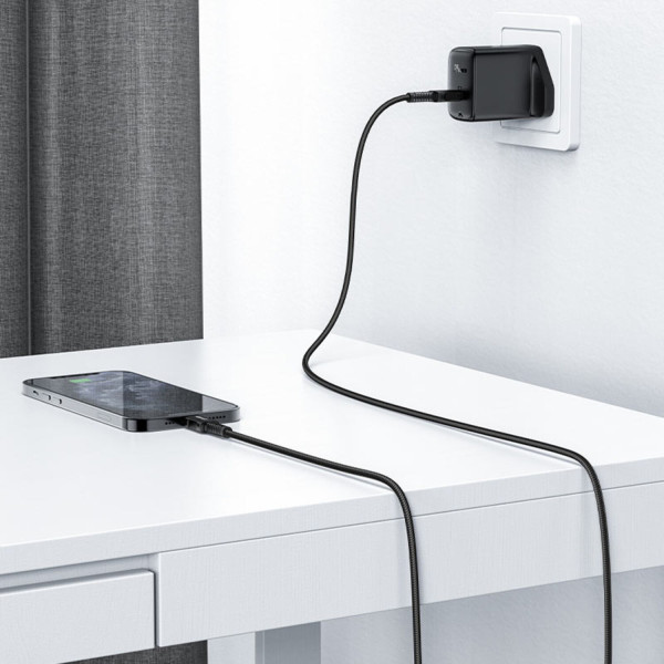 Фото - Кабель AceFast C4-01 Type-C to iP 3A, 30W, 1.8m, nylon, zinc connectors, Black (6974316281306)