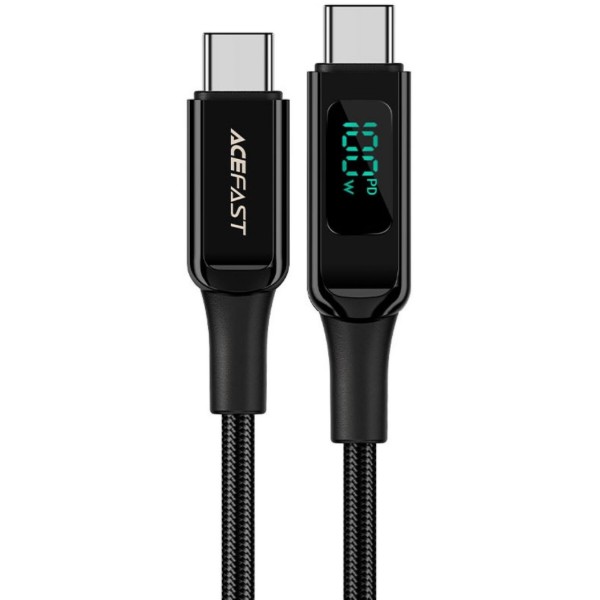 Фото - Кабель AceFast USB 2.0 USB-C to USB-C, 2 м, 100W, 5.0A, with display, C6-03 (6974316281054)
