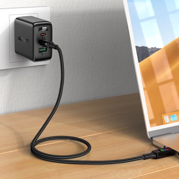 Фото - Кабель AceFast USB 2.0 USB-C to USB-C, 1,2 м, 100W, with display, C7-03 (6974316282778)