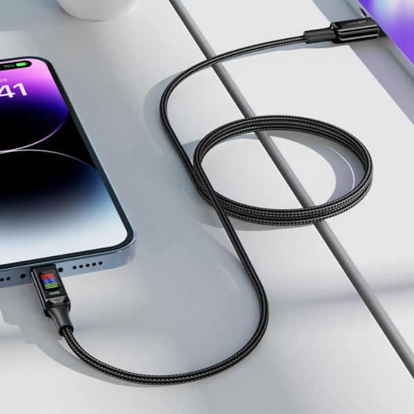 Фото - Кабель AceFast USB 2.0 USB-C to USB-C, 1,2 м, 100W, with display, C7-03 (6974316282778)