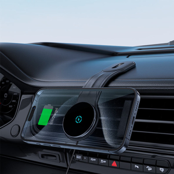 Фото - Автотримач з бездротовою зарядкою AceFast D21 Magnetic wireless Velcro (6974316282907)