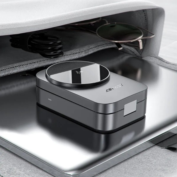 Фото - Бездротовий зарядний пристрій AceFast E22 Desktop 3-in-1 Wireless Charging holder Metal Gray (6974316284079)