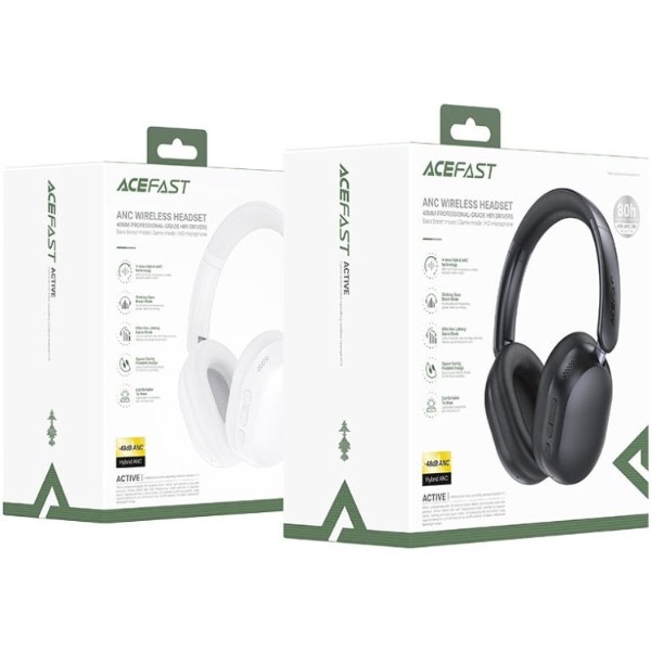 Фото - Навушники накладні бездротові AceFast H12 Hybrid ANC Bluetooth White (6974316285731)