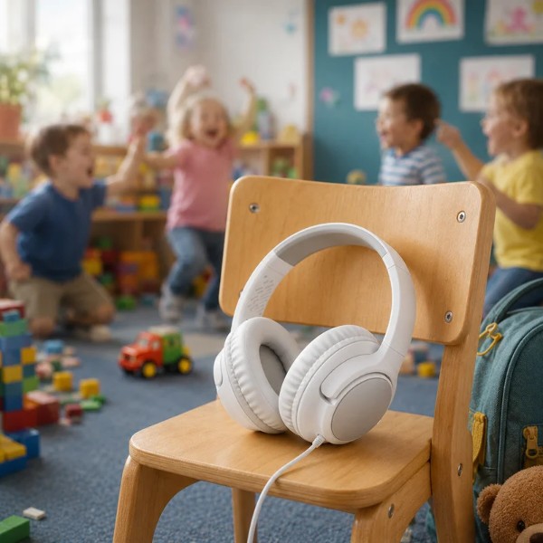 Фото - Навушники накладні дротові AceFast H18 wired headset for kids Grey White (6974316287032)