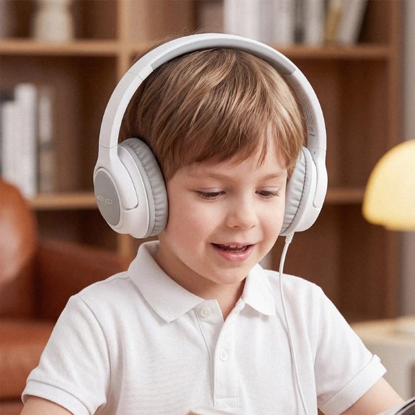 Фото - Навушники накладні дротові AceFast H18 wired headset for kids Grey White (6974316287032)
