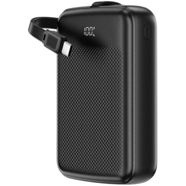 Фото - Батарея мобільна AceFast 20000mAh 22.5W PD QC3.0 USB-A+USB-C cable M14 Black (6974316283966)