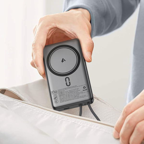 Фото - Батарея мобильная AceFast Magnetic Wireless 10000mAh 22.5W PD,QC 3.0 USB-C In/Out, QI 15W  M18 Black (6974316284017)