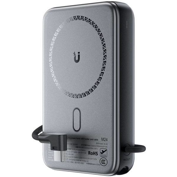 Фото - Батарея мобильная AceFast Magnetic Wireless 10000mAh 22.5W PD,QC 3.0 USB-C In/Out, QI 15W  M24 Metal Gray (6974316284871)