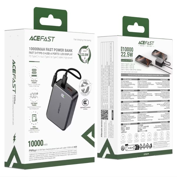 Фото - Батарея мобильная AceFast M28-10000 22.5W Black (6974316285984)